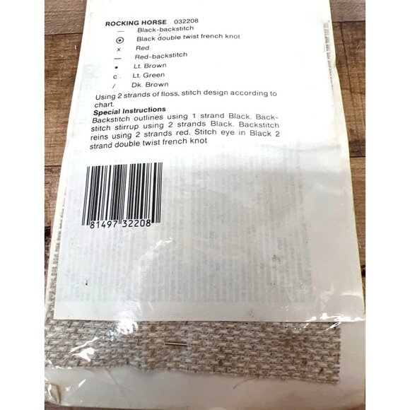 RARE Country Traditional Cross Stitch Kit Rocking Horse Heart Frame Made In Amer - Picture 2 of 2